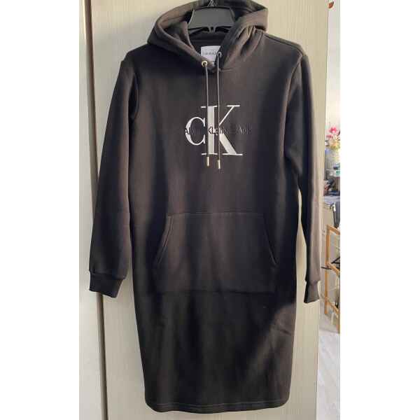 CK DRESS WOMAN BLACK SILVER LOGO