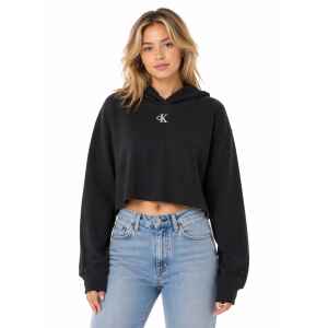 CK WOMAN TOP BLACK CROP HOOD