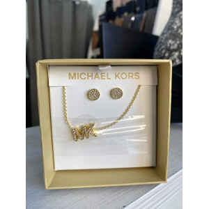 MK BOX NECKLACE/EARINGS GOLD