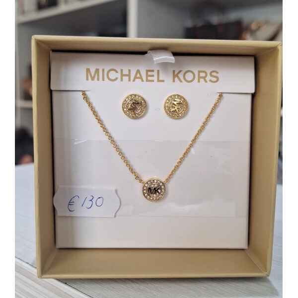 MK BOX EARINGS/NECKLACE GOLD