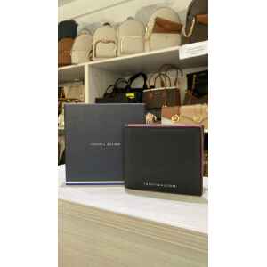 TH WALLET STRUC LEATHER BLACK RED EDGE