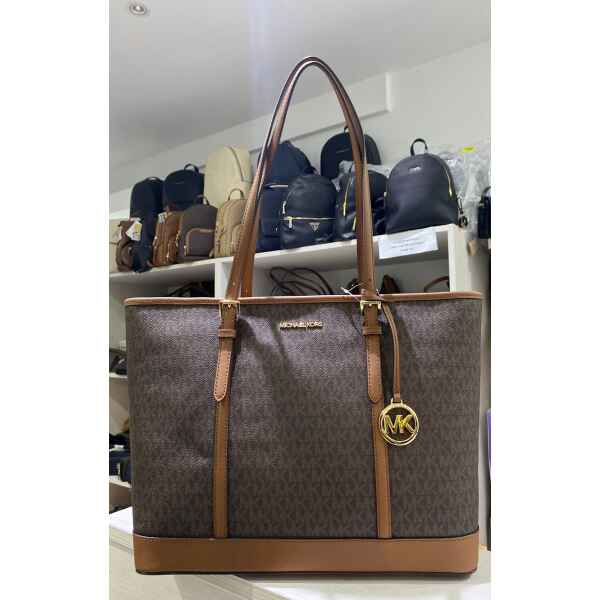 MK JET SET TRAVEL SHOULDER TOTE BROWN