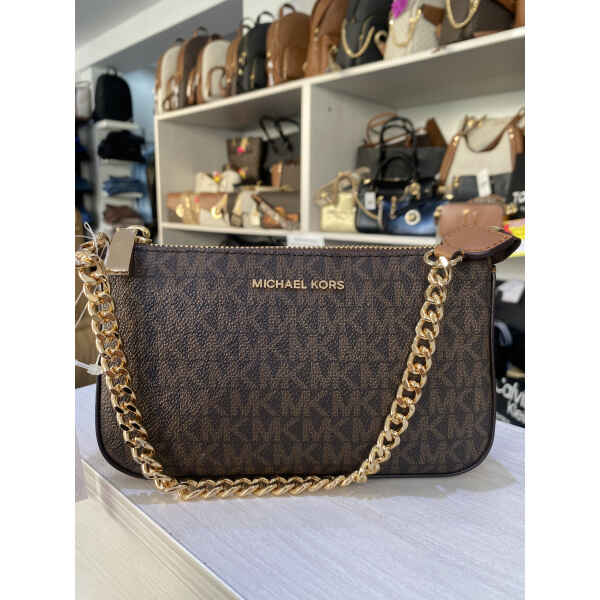 MK CHAIN POUCHETTE BROWN
