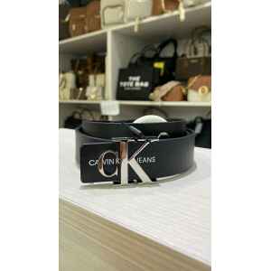 CK BELT BLACK SILVER LOGO
