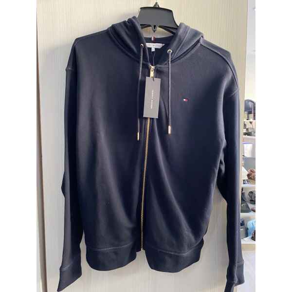 TH WOMAN TOP HOODIE BLUE GOLD ZIP