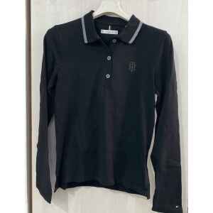 TH WOMAN TOP BLACK NECK SHINNY