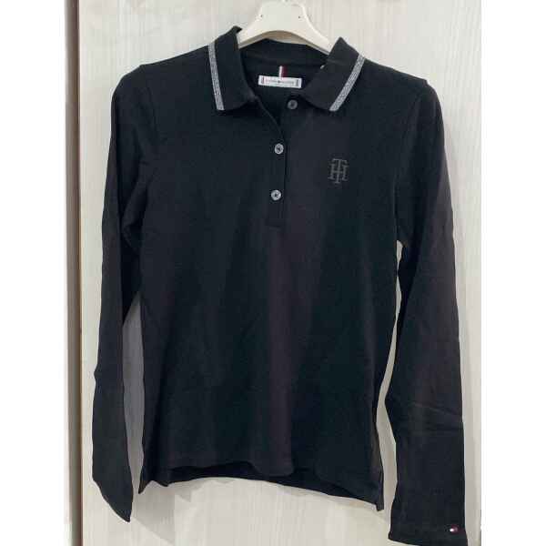 TH WOMAN TOP BLACK NECK SHINNY