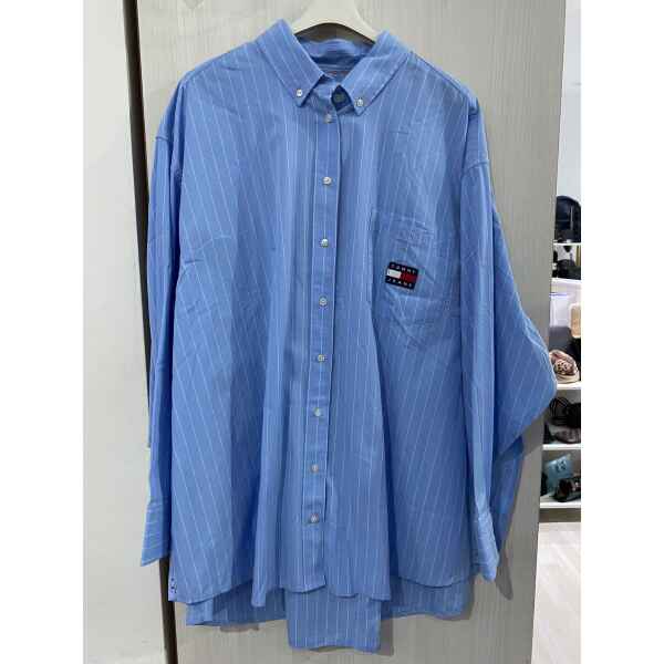 TH SHIRT WOMAN STRIPPED LIGHT BLUE TOMMY JEANS