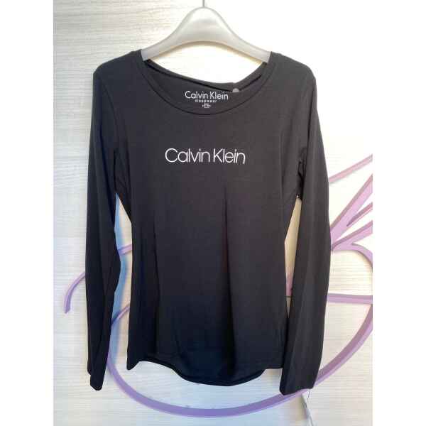 CK WOMAN TOP LONG SLEEVE BLACK/WHITE LOGO