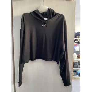 CK WOMAN TOP BLACK CROP HOOD