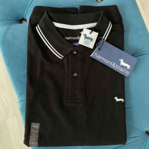HB POLO TSHIRT BLACK/GREY EDGES