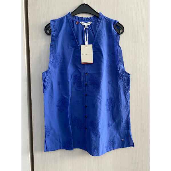 TH SOFT BRODERIE V-NK BLOUSE VERONA BLUE