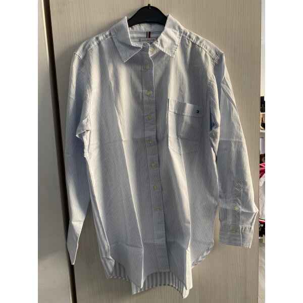 TH OVERSIZED SHIRT STRIPPED WHITE/BREEZY BLUE