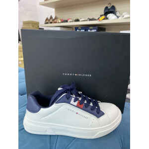 TH TRAINERS WHITE TEENS BLUE LACES TRICOLOR LINE