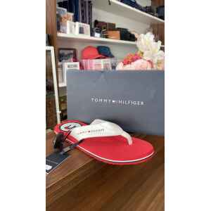 TH RECYCLED CHAMBRAY BEACH SANDAL RED