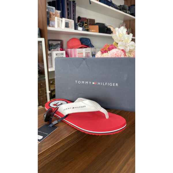 TH RECYCLED CHAMBRAY BEACH SANDAL RED
