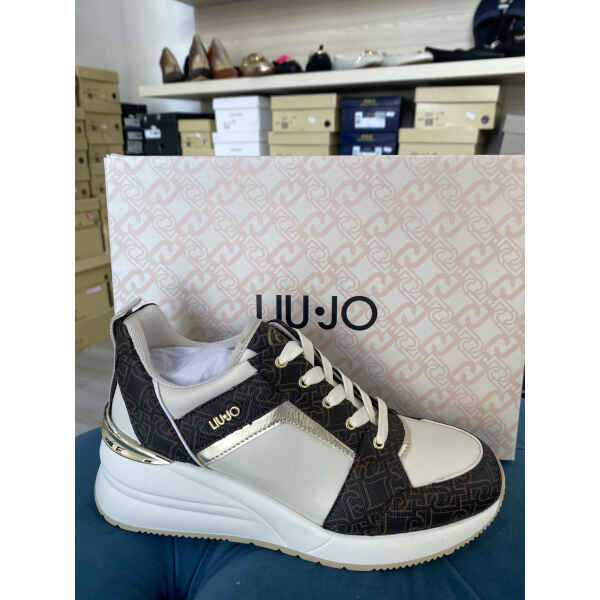 LIUJO WOMAN TRAINERS CREAM/BROWN/GOLD