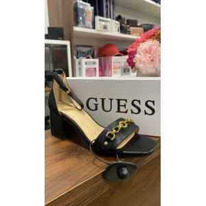 GUESS SANDAL MID HEEL BLACK CHAIN DETAIL