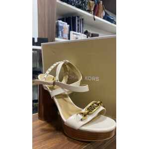 MK KAILEY PLATFORM SANDAL CHAIN LT CREAM