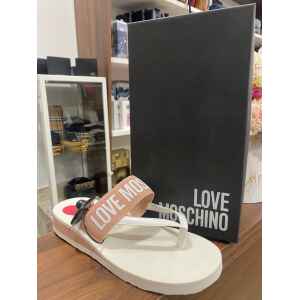 LOVE MOSCHINO SANDALS BRANDED STRAP PINK