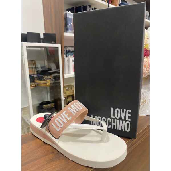 LOVE MOSCHINO SANDALS BRANDED STRAP PINK