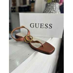 GUESS FLAT SANDAL BRONZE LOGO TAN