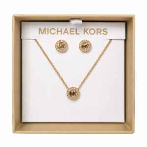 MK BOX EARRINGS/NECKLACE GOLD