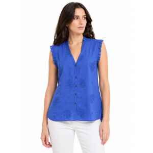 TH SOFT BRODERIE V-NK BLOUSE VERONA BLUE