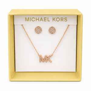 MK BOX NECKLACE/EARRINGS GOLD