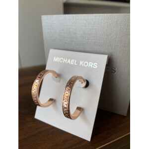 MK ROSE GOLD HOOPS BRANDED PATTERN