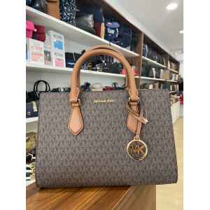 MK SHEILA MD CZ SATCHEL BROWN