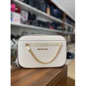 MK JET SET ITEM LG EW ZP GOLD CHAIN XBODY CREAM