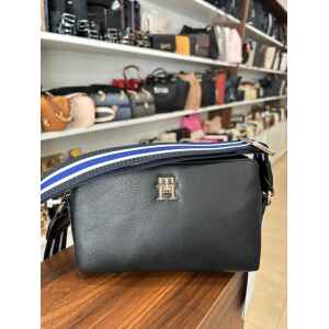 TOMMY LIFE CAMERA BAG BLACK BLUE/WHITE STRAP