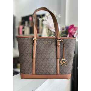 MK JET SET TRAVEL BROWN MEDIUM TOTE