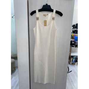 MK LONG DRESS CREAM 'MK' GOLD DETAIL CIRCLE