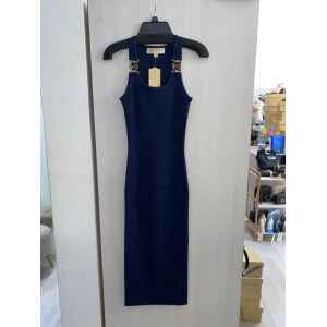 MK LONG DRESS DARK BLUE 'MK' GOLD DETAIL CIRLCLE