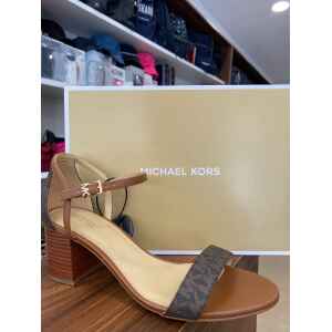 MK SIMONE BLOCK HEEL SANDAL BROWN