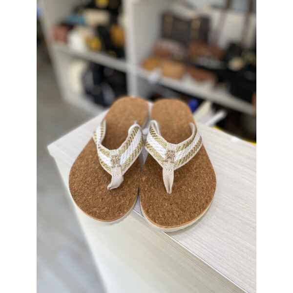 TH FLIP FLOPS KNITTED STRAP WHITE/GOLD