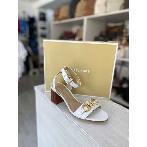 MK REED BLOCK HEEL SANDAL OPTIC WHITE