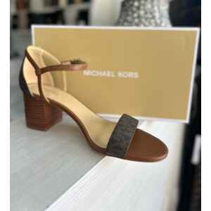 MK SIMONE BLOCK HEEL SANDAL BROWN