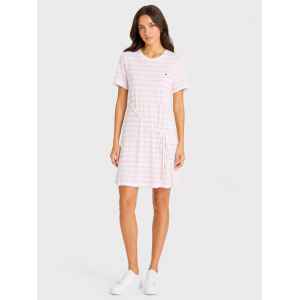 TH STRIPED T-SHIRT DRESS WITH BELT WHITE/PINK