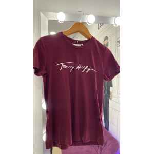 TH REGULAR TSHIRT WINE KNITTED TEXT