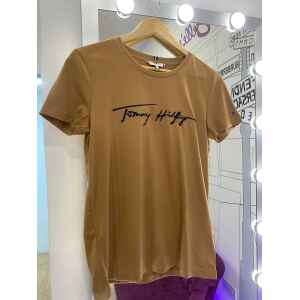 TH REGULAR TSHIRT CAMEL KNITTED TEXT