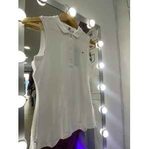 TH SLIM POLO NO SLEEVE OPTIC WHITE
