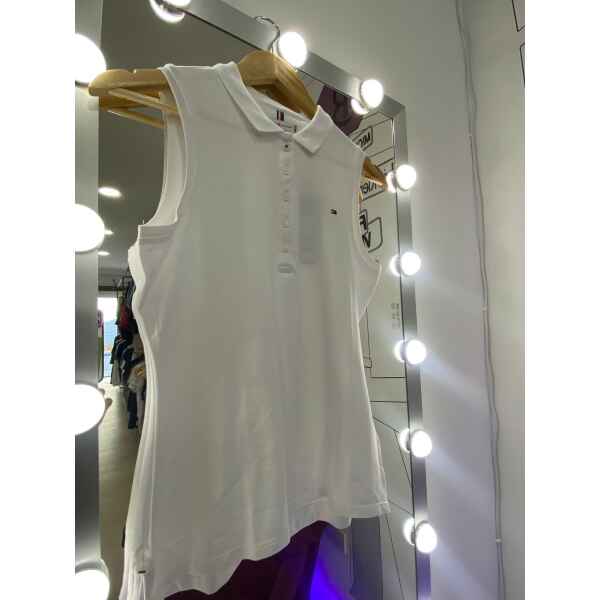 TH SLIM POLO NO SLEEVE OPTIC WHITE
