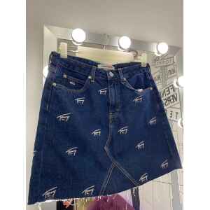 TH SHORT DENIM SKIRT DARK BLUE LOGOS