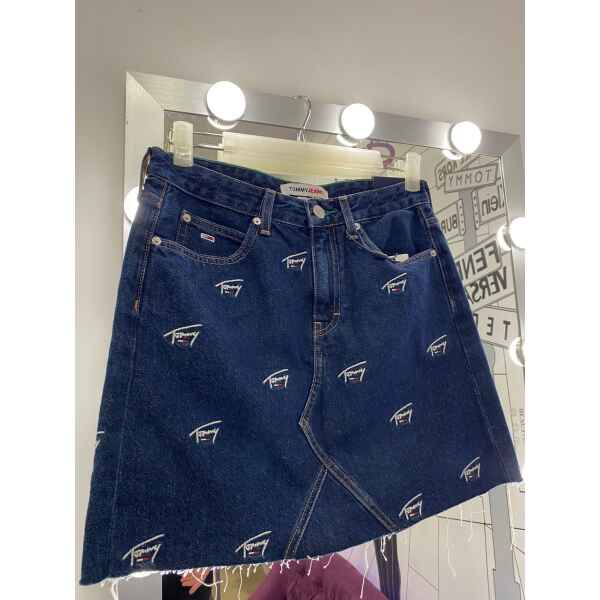 TH SHORT DENIM SKIRT DARK BLUE LOGOS