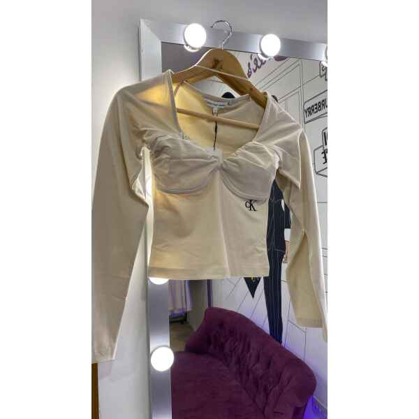 CK RUCHED BUST TOP BEIGE