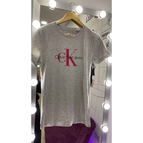 CK TSHIRT GRAY/PINK LOGO