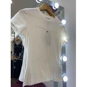 TOMMY JEANS CREAM TSHIRT GOLD LETTERS TAG '1985 N.Y'
